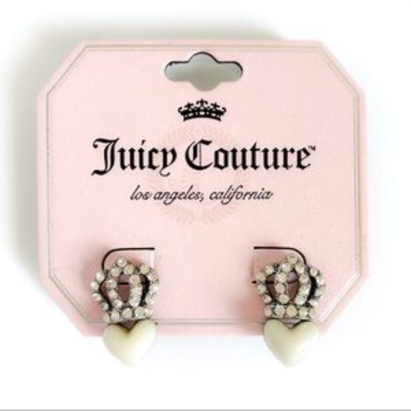Juicy Couture Jewelry - Juicy Couture Pave Crown Heart Stud Earrings NWT